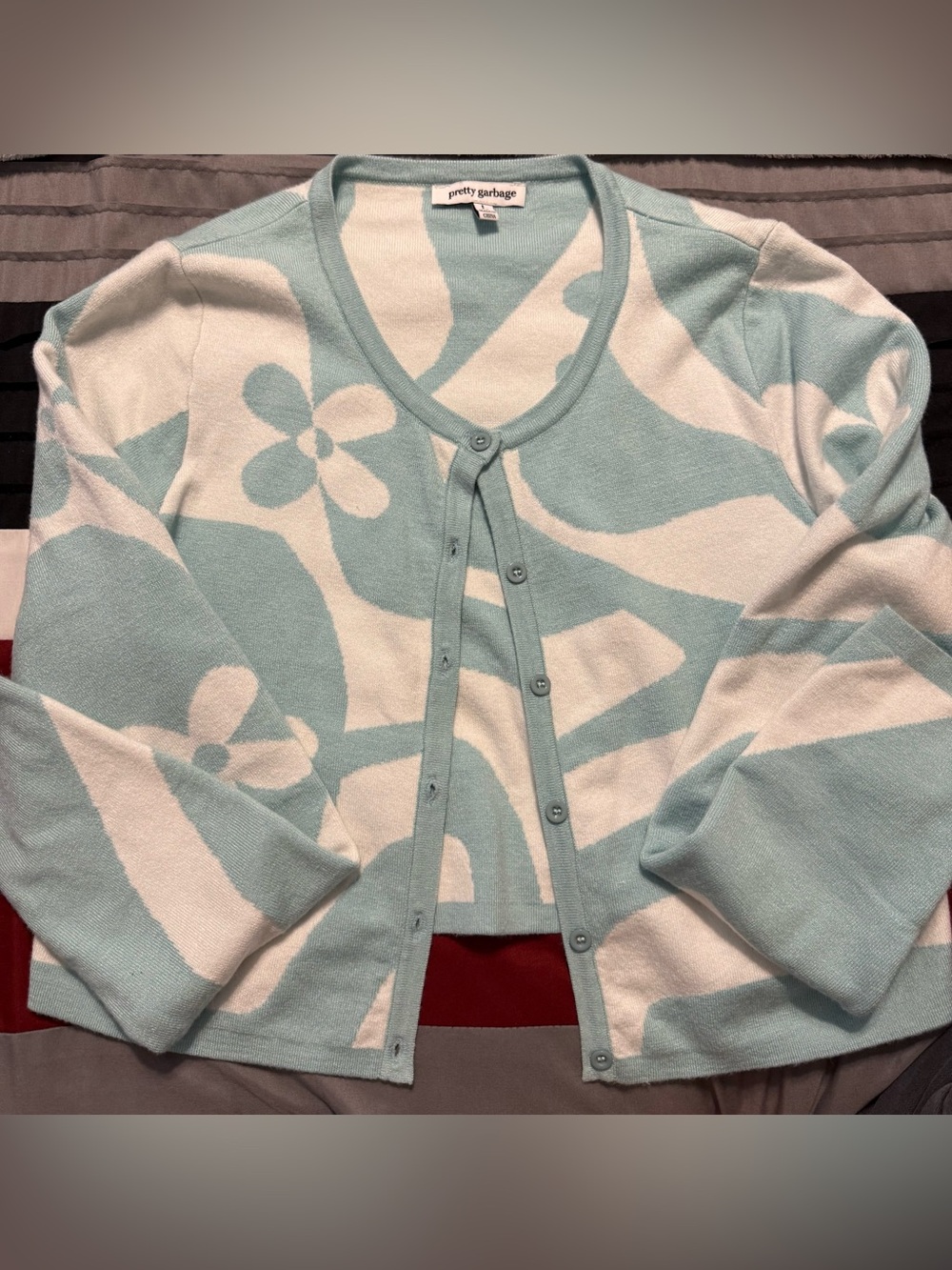 Pretty Garbage Light Blue & White Floral Cardigan